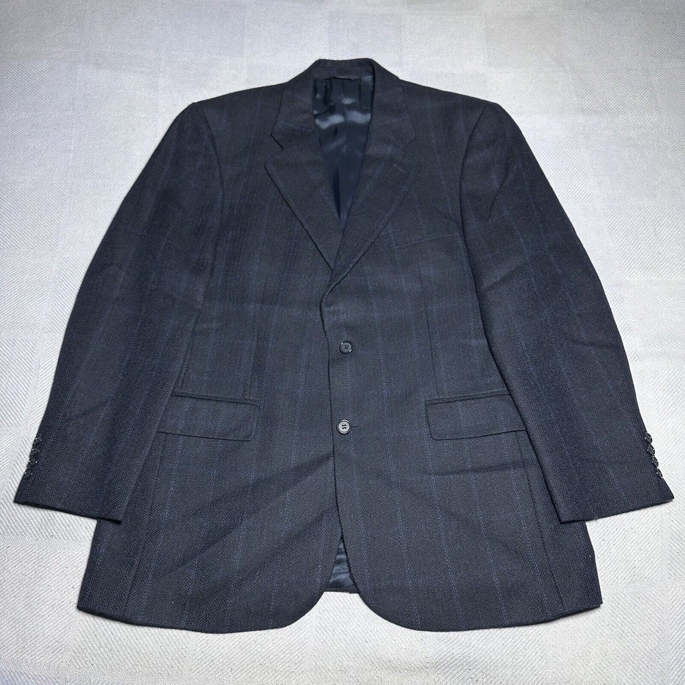 Vintage Brooks Brother‎ Navy Plaid Wool Alpaca Blazer Jacket Men's Size 41R